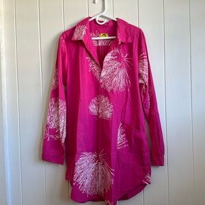 Kealopiko ahukai shirt dress tunic pink white size large